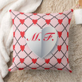 モノグラムエナメルカップル記念日ハートパターン クッション (ブランケット)