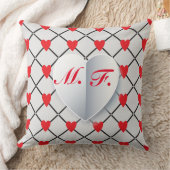モノグラムエナメルカップル記念日ハートパターン クッション (ブランケット)