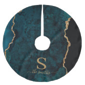 モノグラムエメラルドグリーンアガテマーブルクリスマス ブラッシュドポリエステルツリースカート (正面)