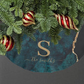 モノグラムエメラルドグリーンアガテマーブルクリスマス ブラッシュドポリエステルツリースカート