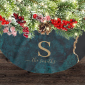 モノグラムエメラルドグリーンアガテマーブルクリスマス ブラッシュドポリエステルツリースカート