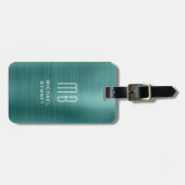 モノグラムエメラルドグリーンブラシ仕上げメタル ラゲッジタグ (正面横)