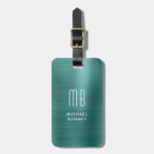 モノグラムエメラルドグリーンブラシ仕上げメタル ラゲッジタグ (正面縦)