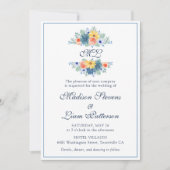 モノグラムエレガントかわいらしフローラ多肉症 招待状 (正面)