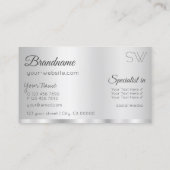 モノグラムエレガントでグラマラスな銀スタイリッシュ色 名刺 (裏面)