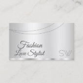 モノグラムエレガントでグラマラスな銀スタイリッシュ色 名刺 (正面)