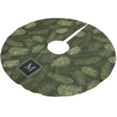 モノグラムエレガントでブラックのクリスマスの枝 ブラッシュドポリエステルツリースカート (アングル)