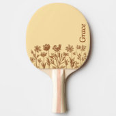 モノグラムエレガントとのミニマルフローラデザイン 卓球ラケット (正面)