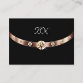 モノグラムエレガントとダイヤモンドを含むブラックバラ金ゴールド 名刺 (正面)