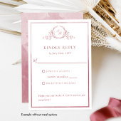 モノグラムエレガントとブルゴーニュの水彩色RSVP 出欠カード