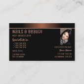 モノグラムエレガントと写真を使用した茶色の黒シック 名刺 (裏面)