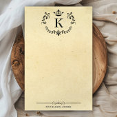 モノグラムエレガントと名前 |カスタムヴィンテージ紙 便箋