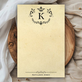 モノグラムエレガントと名前 |カスタムヴィンテージ紙 便箋