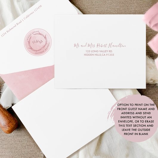 モノグラムエレガントと埃の多いバラ水の色結婚の オールインワン招待状