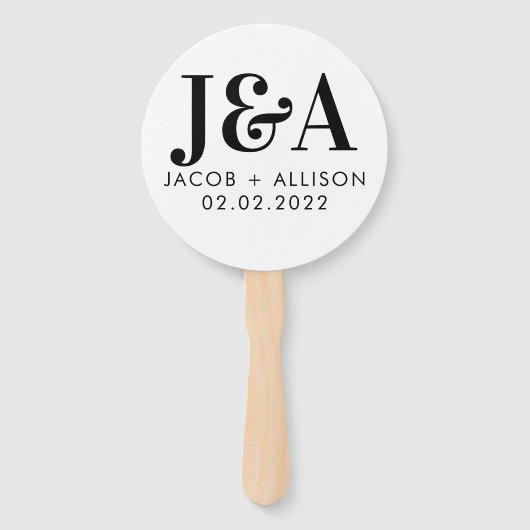 モノグラムエレガントな結婚祝いブライダルパーティ ハンドファン (裏面)