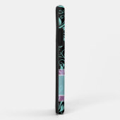 モノグラムエレガントのティール(緑がかった色)ブルーとブラックダマスク Case-Mate iPhoneケース (裏面/右)