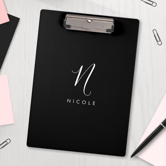 モノグラムエレガントの白黒のクリップボード クリップボード