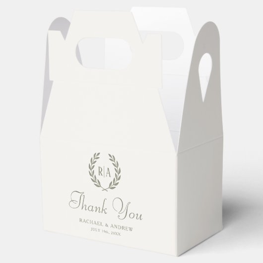 モノグラムエレガントの結婚セージ・グリーンありがとう フェイバーボックス (オープン)