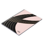 モノグラムエレガントを使用したアールデコ曲線パターン ノートブック (左側)