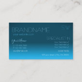 モノグラムエレガントを用いたティール（緑がかった色）勾配鏡フォント 名刺 (裏面)