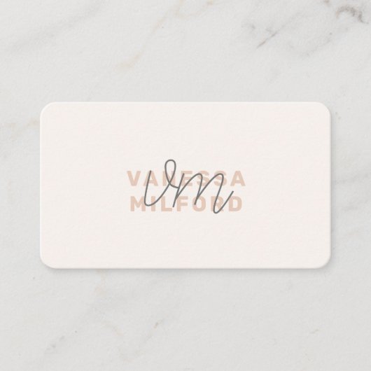 モノグラムエレガントアイボリークリームミニマモダンリスト 名刺 (正面)