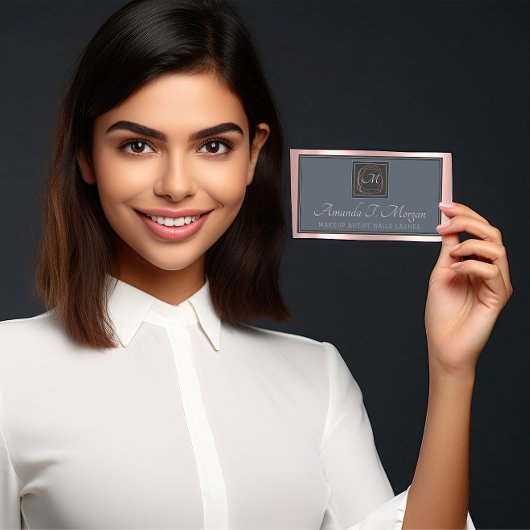 モノグラムエレガントアポイントメントグレイバラダスティブルー 名刺