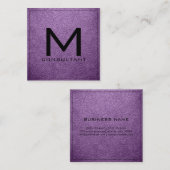 モノグラムエレガントアモダン・バイオレット・レザー スクエア名刺 (正面/裏面)