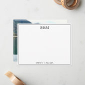 モノグラムエレガントイニシャルカップル名フォト ノートカード (正面/裏面インサイチュ)