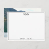 モノグラムエレガントイニシャルカップル名フォト ノートカード (正面/裏面)
