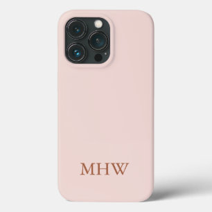 モノグラムエレガントイニシャルシスタイリッシュック赤面ピンク iPhone 13 PROケース