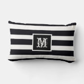 モノグラムエレガントイニシャルシモダンックブラック&ホワイト ランバークッション (裏面)