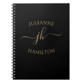 モノグラムエレガントイニシャルスクリプト名ノートブック ノートブック (正面)
