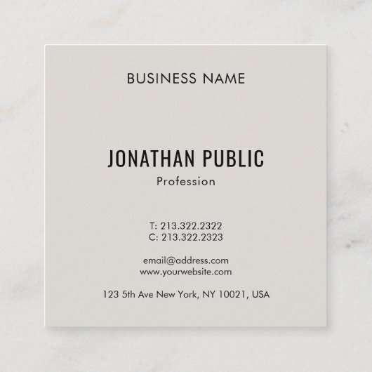 モノグラムエレガントイニシャルトレンドカラーズプロフェッショナル スクエア名刺 (裏面)