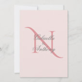 モノグラムエレガントイニシャルピンク結婚ズ 招待状 (正面)