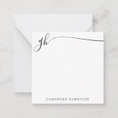 モノグラムエレガントイニシャルブラックスクリプト ノートカード (正面)