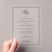 モノグラムエレガントイニシャルブラックフレーム結婚ズ アクリル招待状 (インサイチュ (ポータブル))