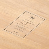 モノグラムエレガントイニシャルブラックフレーム結婚ズ アクリル招待状 (レイダウン)