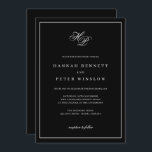 モノグラムエレガントイニシャルブラックフレーム結婚ズ 招待状<br><div class="desc">この時代を超越した白黒フレームの結婚式招待状は、エレガンスと洗練を醸し出している。美しいモノグラムは、ライトグレーのフレミッシュのスクリプトフォントでカップルのイニシャルを特徴としている。モノクロパレットは招待状のミニマルな魅力を高め、スクリプトの複雑な詳細が中央のステージを受け取ることができ、控えめな高級感を生み出す。クラシックロマンスのモダンtouchと洗練さを重視するカップルに最適な、この招待は忘れられないお祝いのトーンを設定する。詳細でカスタマイズ。</div>