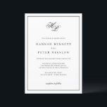 モノグラムエレガントイニシャルブラックフレーム結婚ズ 招待状<br><div class="desc">この時代を超越した白黒フレームの結婚式招待状は、エレガンスと洗練を醸し出している。美しいモノグラムは、ライトグレーのフレミッシュのスクリプトフォントでカップルのイニシャルを特徴としている。モノクロパレットは招待状のミニマルな魅力を高め、スクリプトの複雑な詳細が中央のステージを受け取ることができ、控えめな高級感を生み出す。クラシックロマンスのモダンtouchと洗練さを重視するカップルに最適な、この招待は忘れられないお祝いのトーンを設定する。詳細でカスタマイズ。</div>