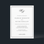 モノグラムエレガントイニシャルブラックフレーム結婚ズ 招待状<br><div class="desc">この時代を超越した白黒フレームの結婚式招待状は、エレガンスと洗練を醸し出している。美しいモノグラムは、ライトグレーのフレミッシュのスクリプトフォントでカップルのイニシャルを特徴としている。モノクロパレットは招待状のミニマルな魅力を高め、スクリプトの複雑な詳細が中央のステージを受け取ることができ、控えめな高級感を生み出す。クラシックロマンスのモダンtouchと洗練さを重視するカップルに最適な、この招待は忘れられないお祝いのトーンを設定する。詳細でカスタマイズ。</div>