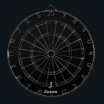 モノグラムエレガントイニシャル名ブパーソナライズされたラック ダーツボード<br><div class="desc">黒モダンシンプル男らしと白のトレンディータイポグラフィを使用した（変更可能な色）。彼のパーソナライズされた贈り物：パパ、父、夫、息子、ボーイフレンド、新郎、花婿介添人、groomsmen</div>