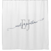 モノグラムエレガントイニシャル名ホワイト シャワーカーテン (正面)