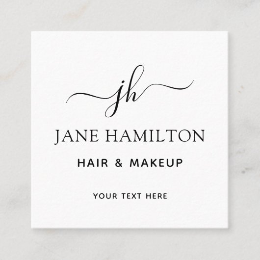 モノグラムエレガントイニシャル名名刺 スクエア名刺 (正面)