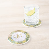 モノグラムエレガントイニシャル抽象芸術金ゴールド大理石 コースター (側面)