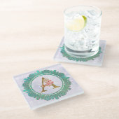 モノグラムエレガントイニシャル文字曼荼羅付き ガラスコースター (アングル)