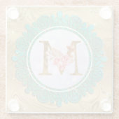 モノグラムエレガントイニシャル文字曼荼羅付き ガラスコースター (裏面)