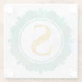 モノグラムエレガントイニシャル文字曼荼羅付き ガラスコースター (裏面)