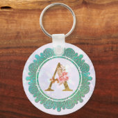 モノグラムエレガントイニシャル文字曼荼羅付き キーホルダー (正面)