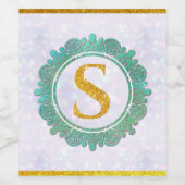 モノグラムエレガントイニシャル文字曼荼羅付き ワインラベル (シングルラベル)