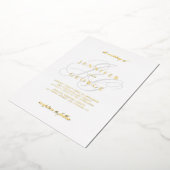 モノグラムエレガントイニシャル白結婚金ゴールド 箔招待状 (回転した状態)